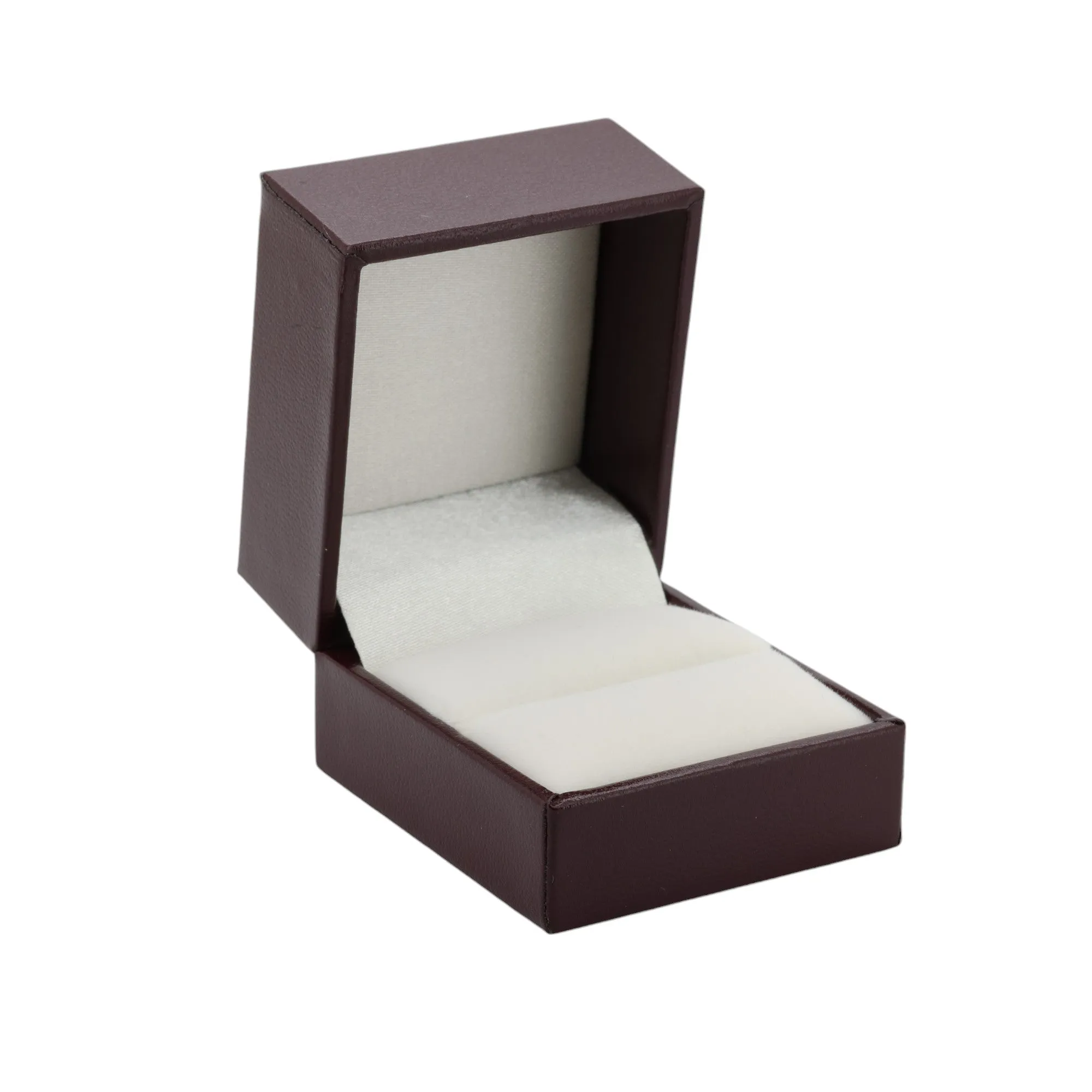 🆕📦 Leatherette Box with Ring Slot. Inner Satin Lid & Flock Base (Burgundy Outer, Cream Inner)