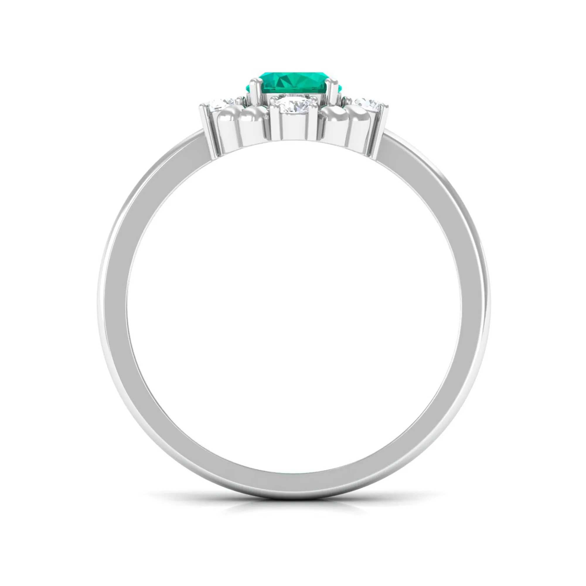 1 CT Oval shape Emerald Cocktail Ring with Diamond