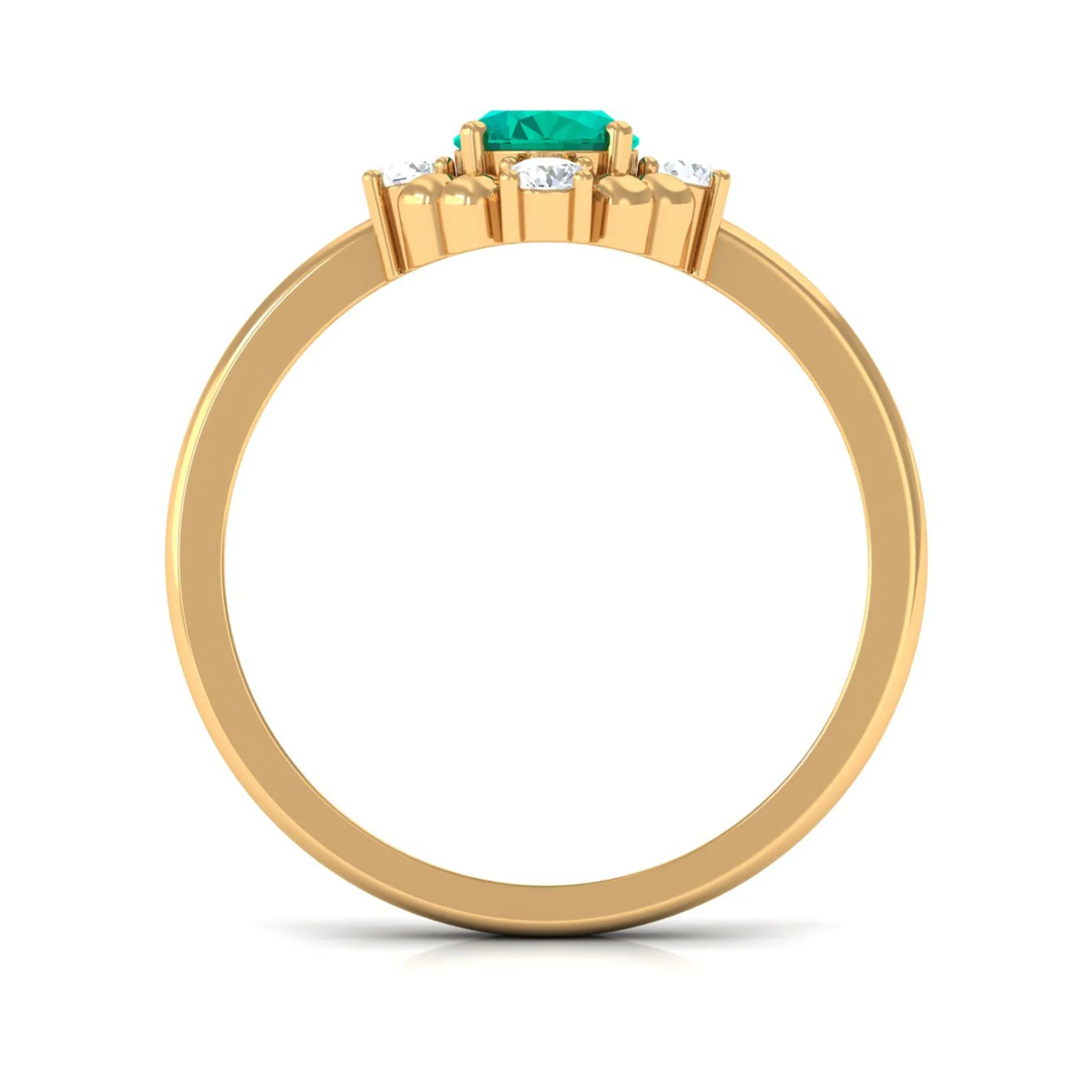 1 CT Oval shape Emerald Cocktail Ring with Diamond