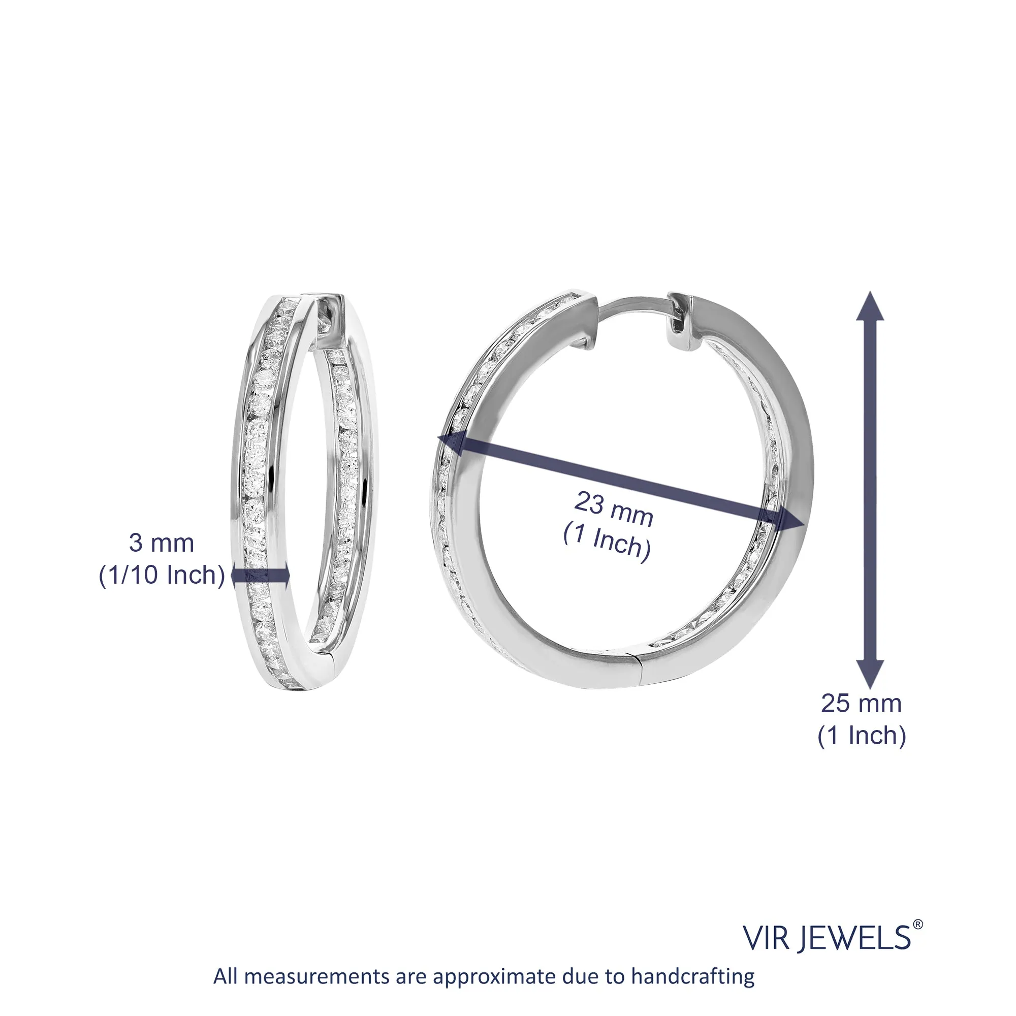 1 cttw Lab Grown Diamond Channel Eternity Hoop Earrings in Silver