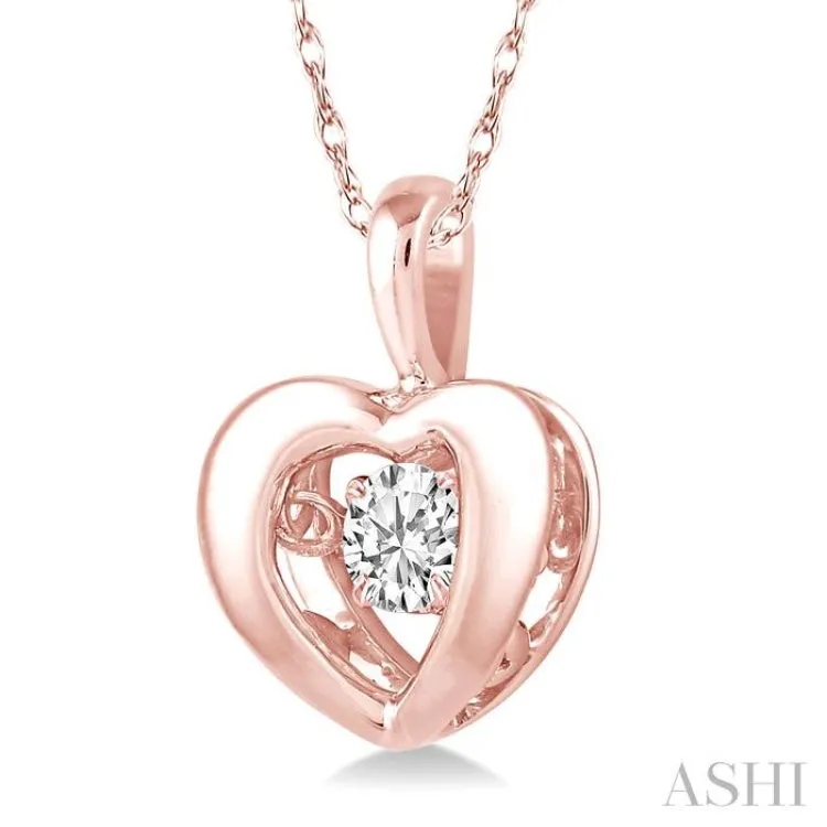 1/20 Ctw Round Cut Diamond Emotion Pendant in 10K Rose Gold with Chain