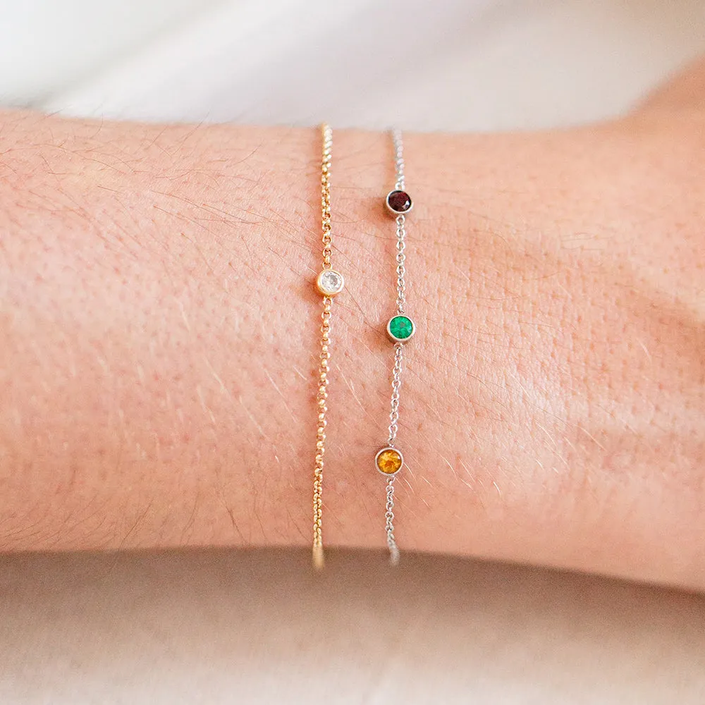 14K Gold 7 Birthstone Charms Bracelet