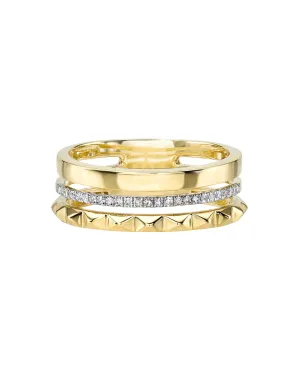 14k Gold Diamond Spike Ring Stack