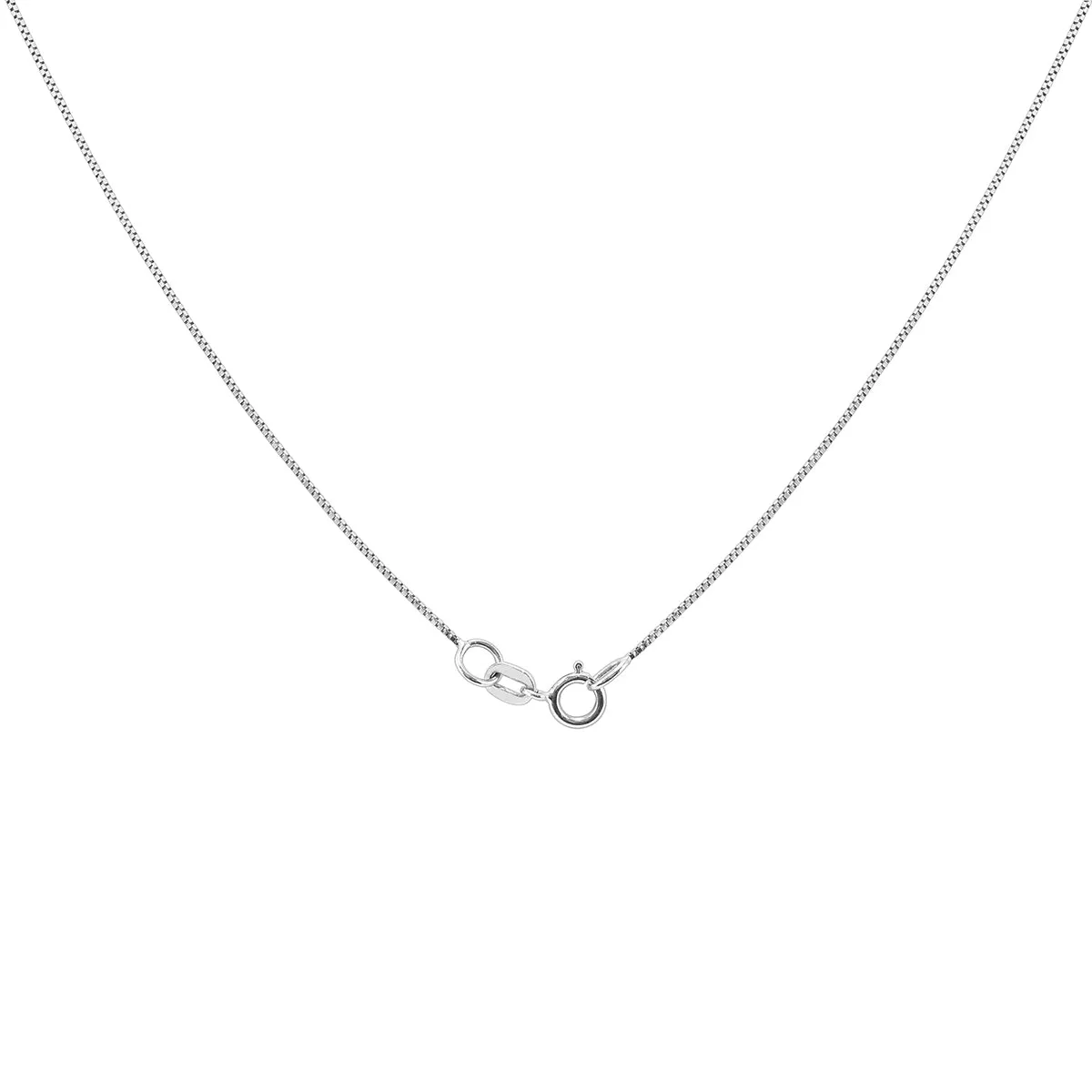 14K White Gold 20" Box Chain With Spring Ring Clasp