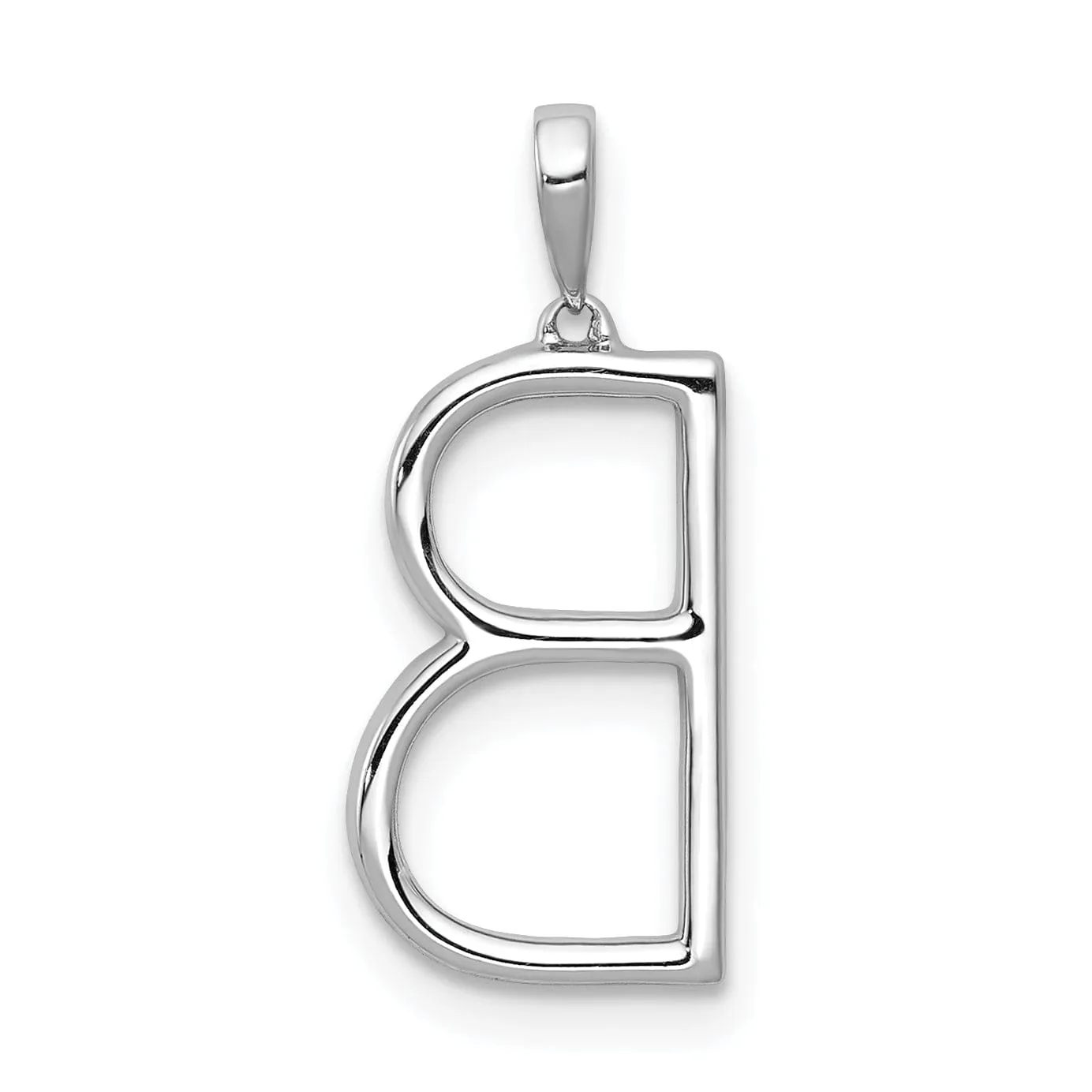 14K White Gold Diamond 0.114-CT Block Letter B Initial Charm Pendant