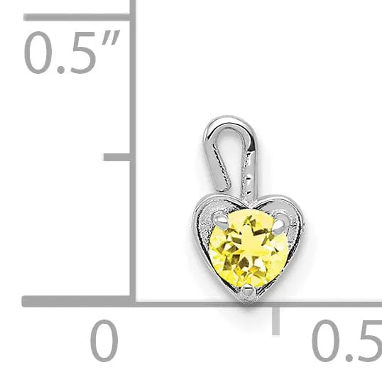 14k White Gold November Birthstone Heart Charm