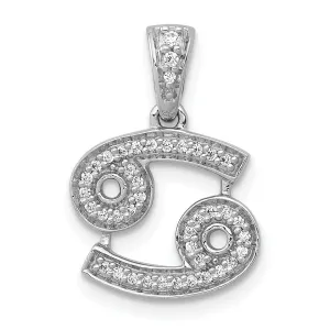 14k White Gold Polished Finish with Diamonds Cancer Zodiac Charm Pendant