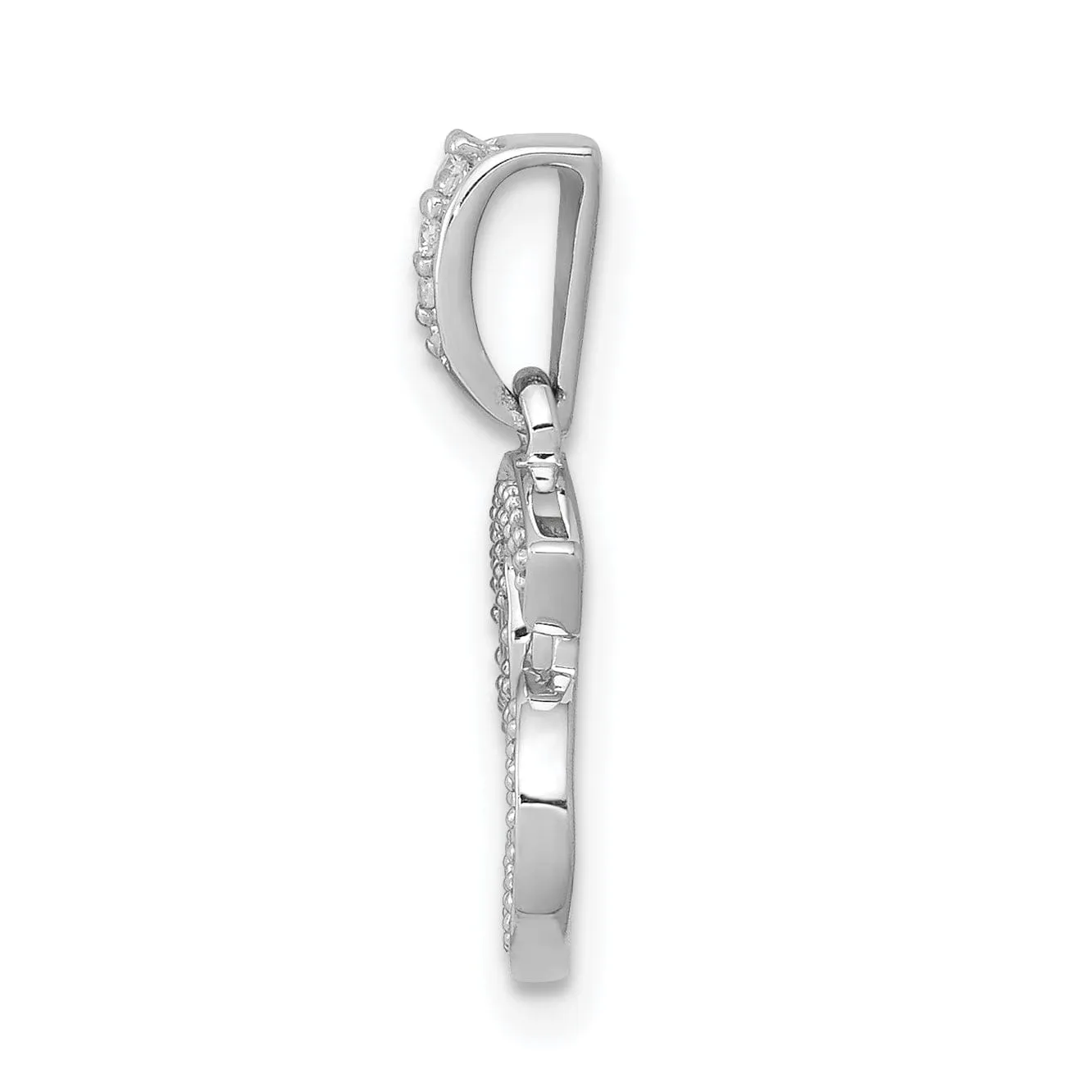 14k White Gold Polished Finish with Diamonds Cancer Zodiac Charm Pendant