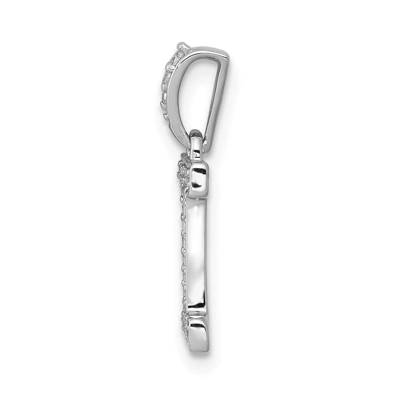 14k White Gold Polished Finish with Diamonds Gemini Zodiac Charm Pendant