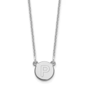 14k White Gold Tiny Circle Block Letter Q Initial Pendant and Necklace