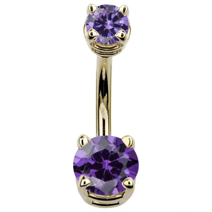 14K Yellow Gold Gem Belly Rings