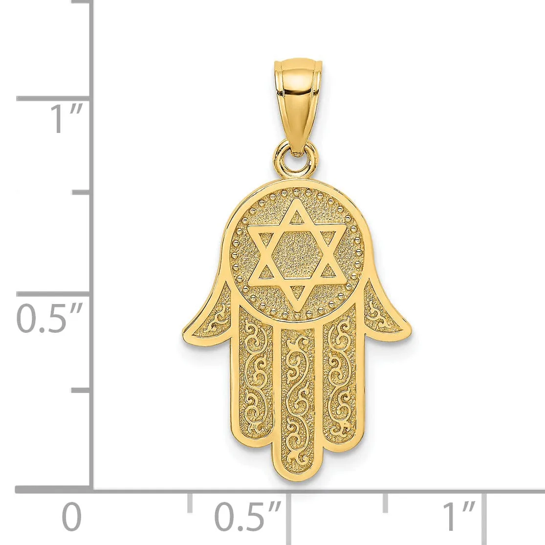 14k Yellow Gold Polished Finish Filigree Chamseh Star of David Pendant