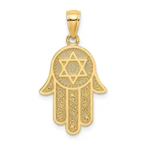 14k Yellow Gold Polished Finish Filigree Chamseh Star of David Pendant