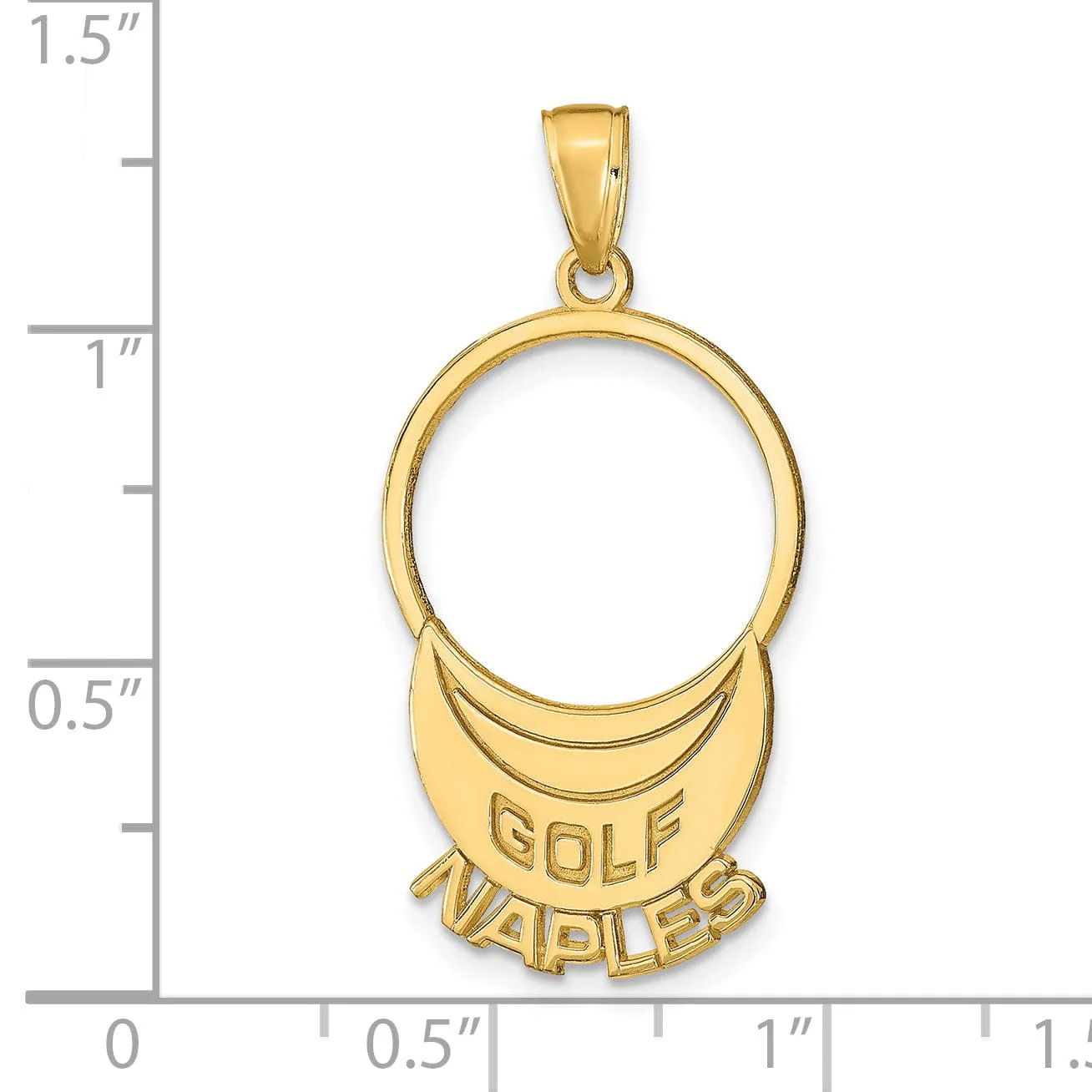 14k Yellow Gold Polished Finish GOLF NAPLES Visor Charm Pendant