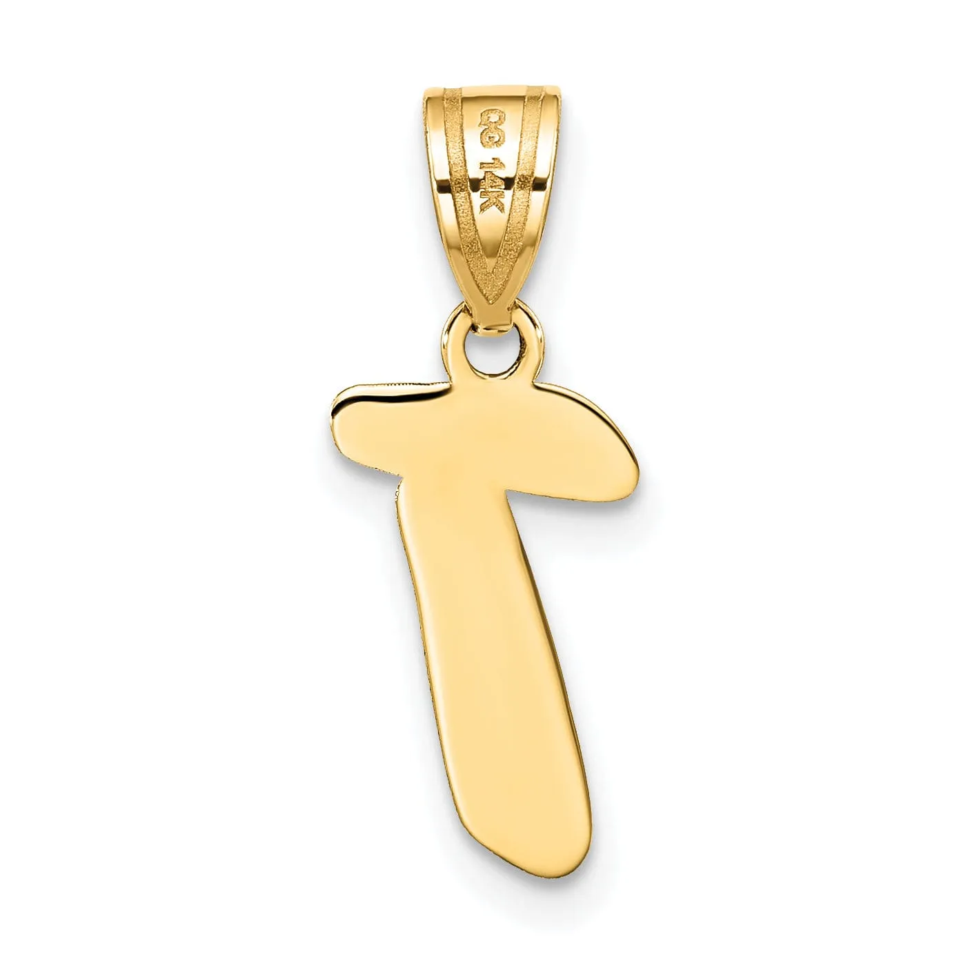 14k Yellow Gold Polished Finish Script Design Letter T Initial Pendant