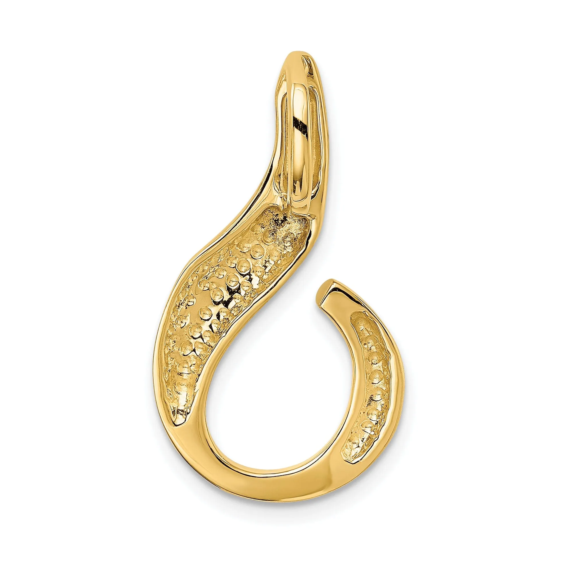 14k Yellow Gold Solid Polished Finish Fancy J Shape Design Omega Slide Pendant fits up to 6 mm Omega