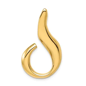 14k Yellow Gold Solid Polished Finish Fancy J Shape Design Omega Slide Pendant fits up to 6 mm Omega