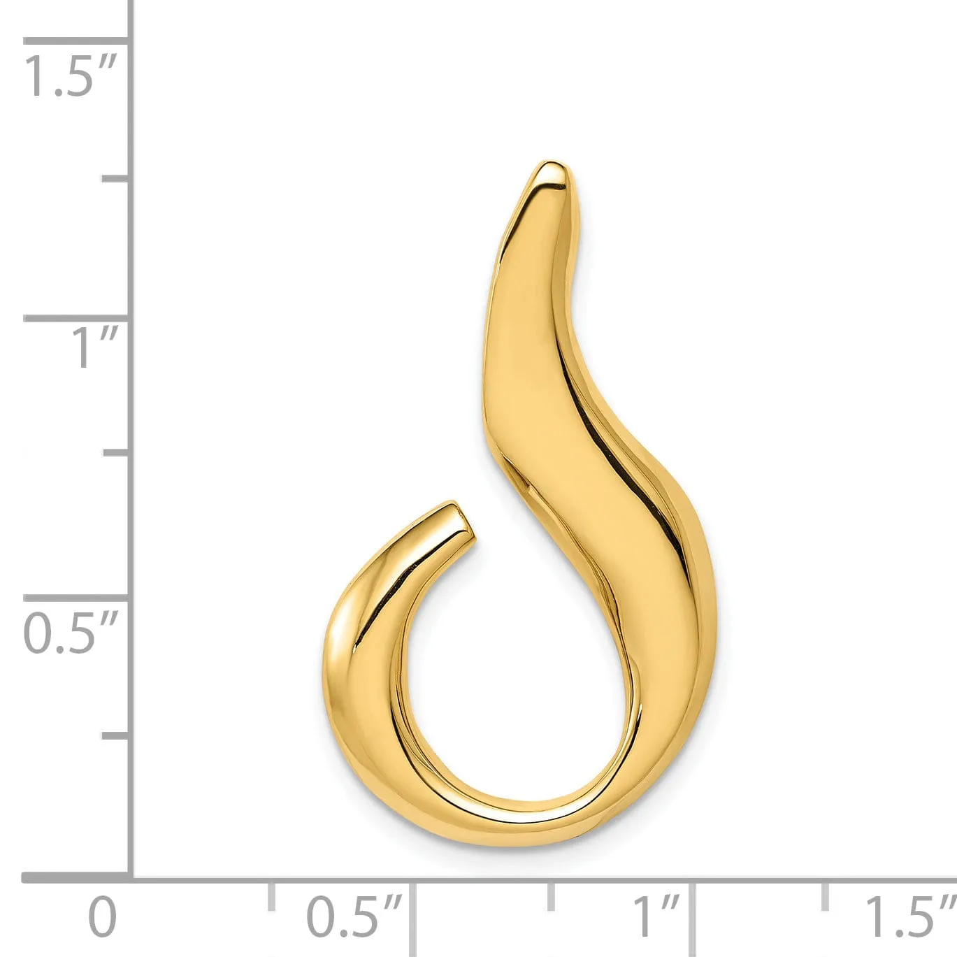 14k Yellow Gold Solid Polished Finish Fancy J Shape Design Omega Slide Pendant fits up to 6 mm Omega