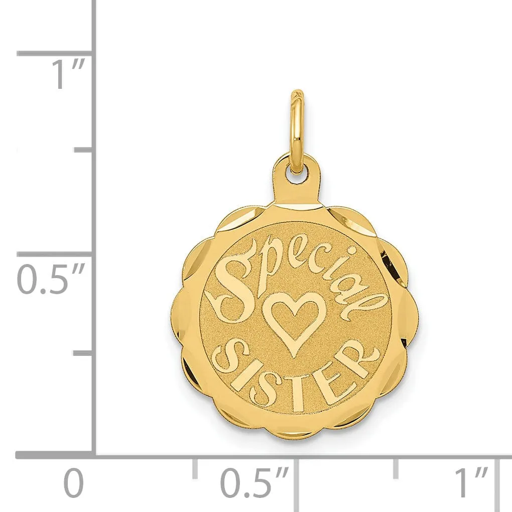 14k Yellow Gold Special Sister Charm Pendant