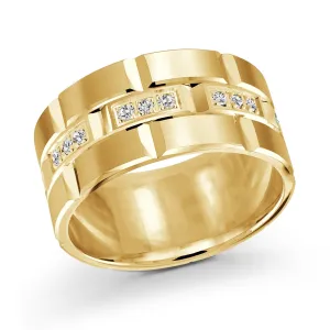 14K Yellow Gold with Inlaid Diamonds Ring from the Executif Collection by Malo - FJMD-002-11Y36