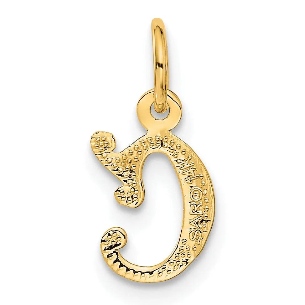 14k Yellow GoldSmall Script Design Letter C Initial Charm Pendant