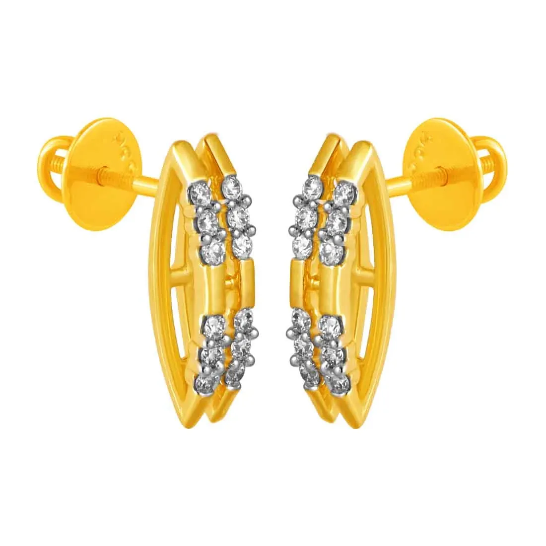 14KT (585) Yellow Gold & Diamond Minimal Stud Earrings