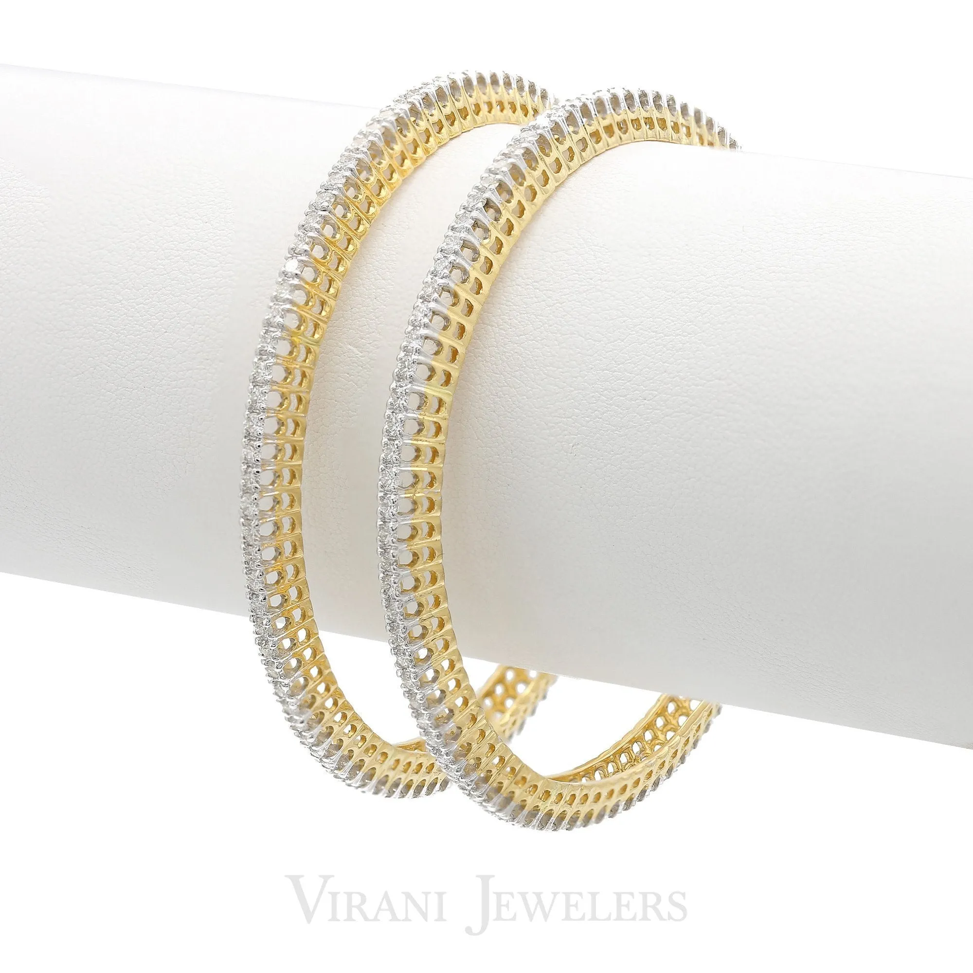 18K Gold 2 Piece Diamond Bangles