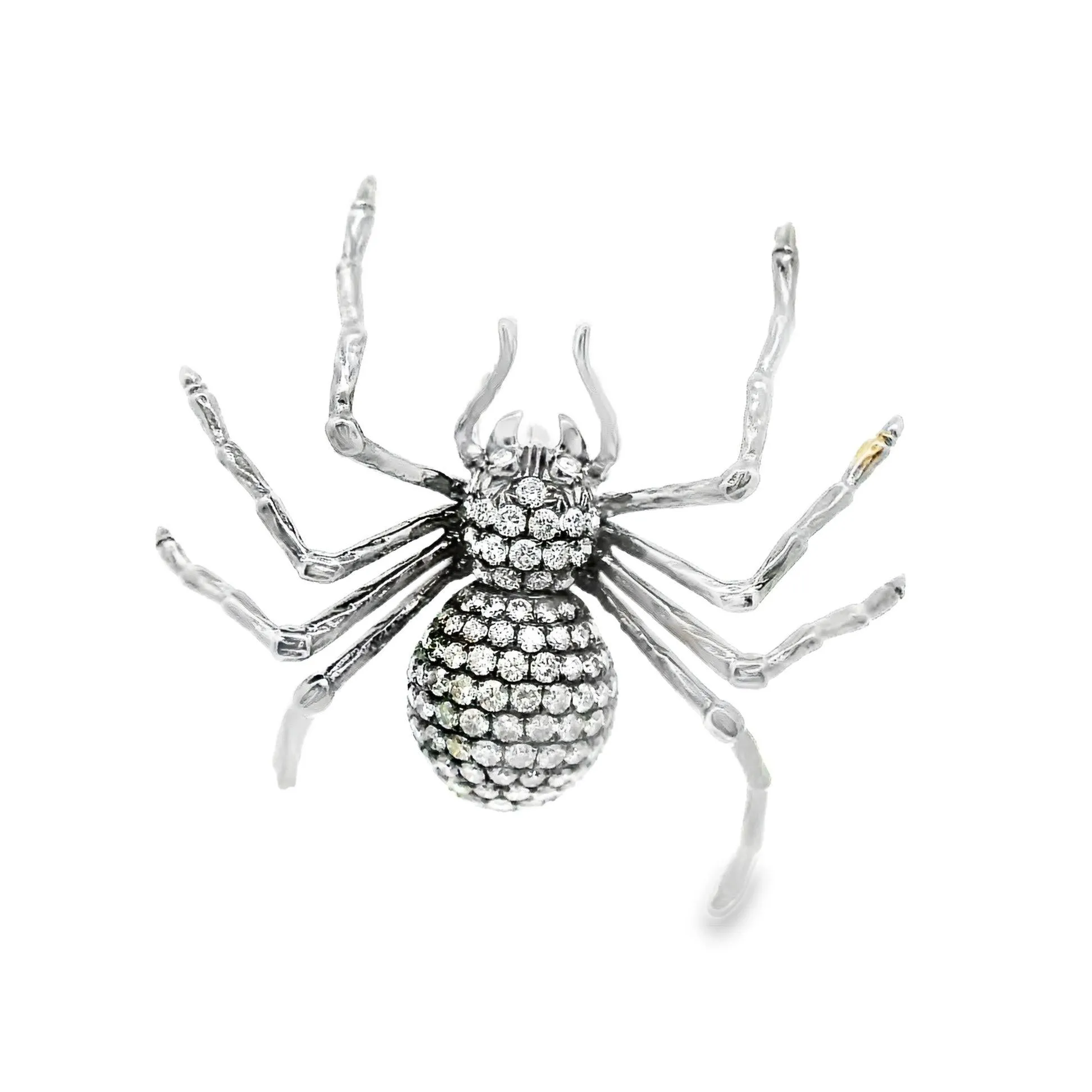 18K Gold Diamond Spider Brooch-Pendant