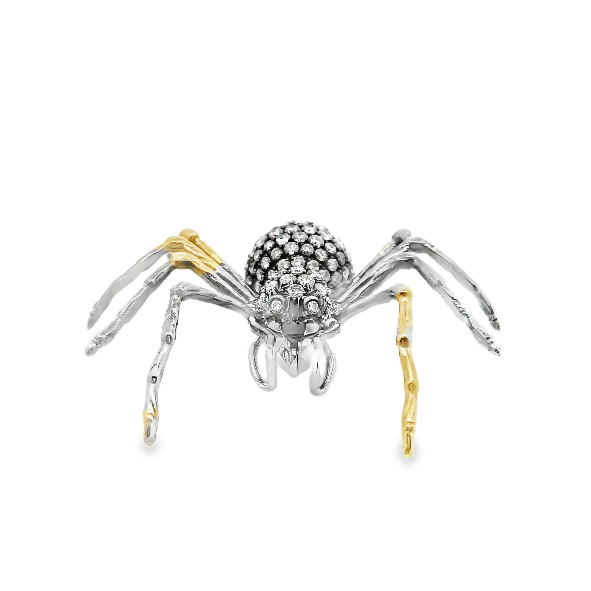 18K Gold Diamond Spider Brooch-Pendant