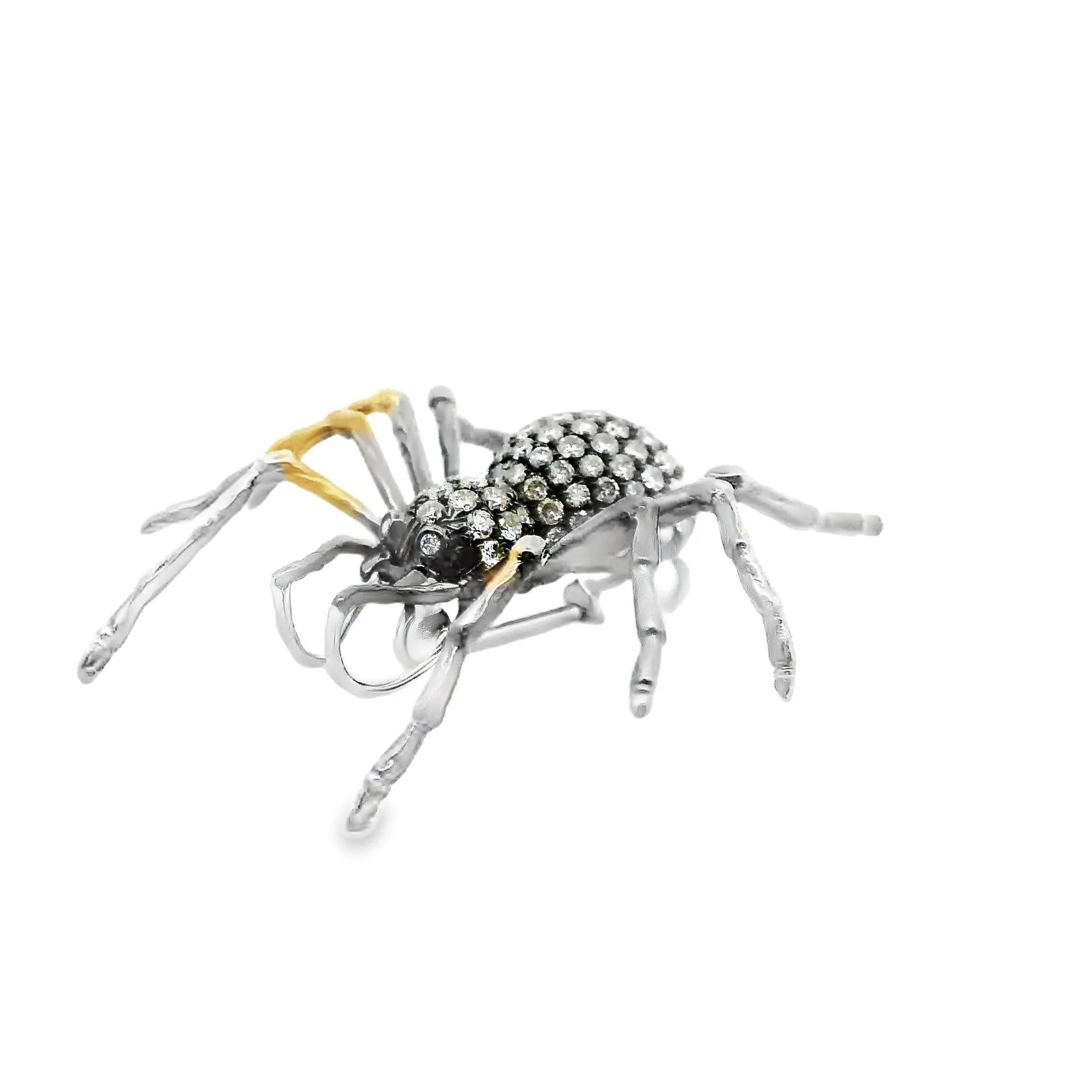 18K Gold Diamond Spider Brooch-Pendant