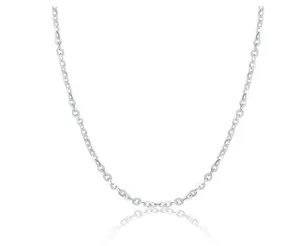 18K White Gold Chain 1g-3g Necklace Simple O Shape Bling Bling Women Choker