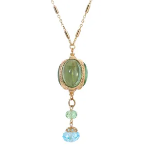 1928 Jewelry 3 Sided Transparent Stone Spinner Drop Necklace 28"