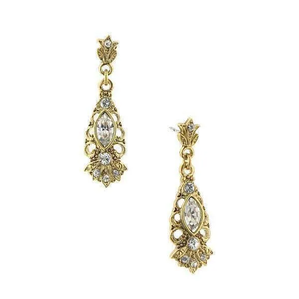 1928 Jewelry Crystal Navette Drop Earrings