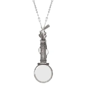 1928 Jewelry Golf Club Set Magnifying Glass Necklace 28" - Magnification Power: 1-2X