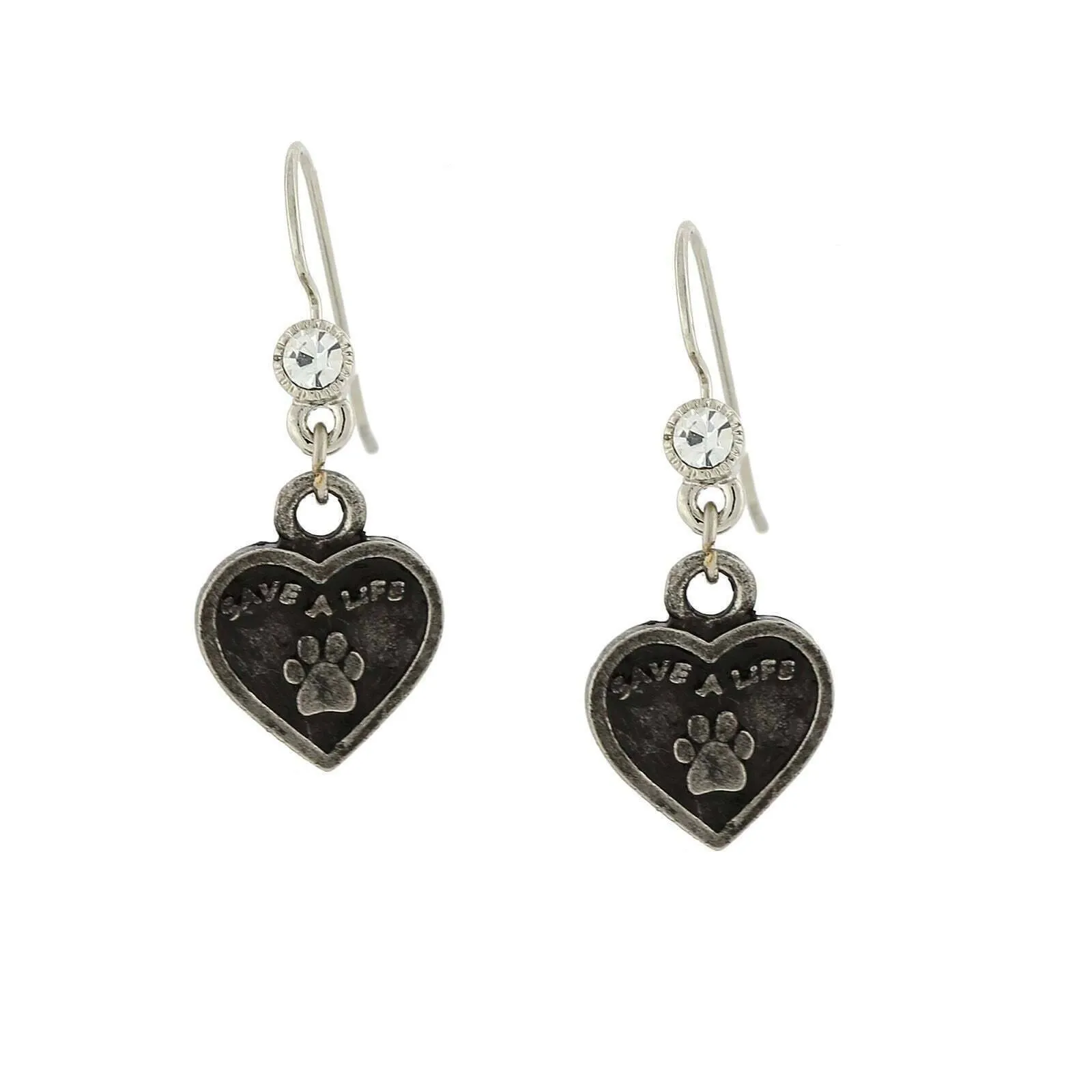 1928 Jewelry Save A Life Heart Crystal Accent Earrings