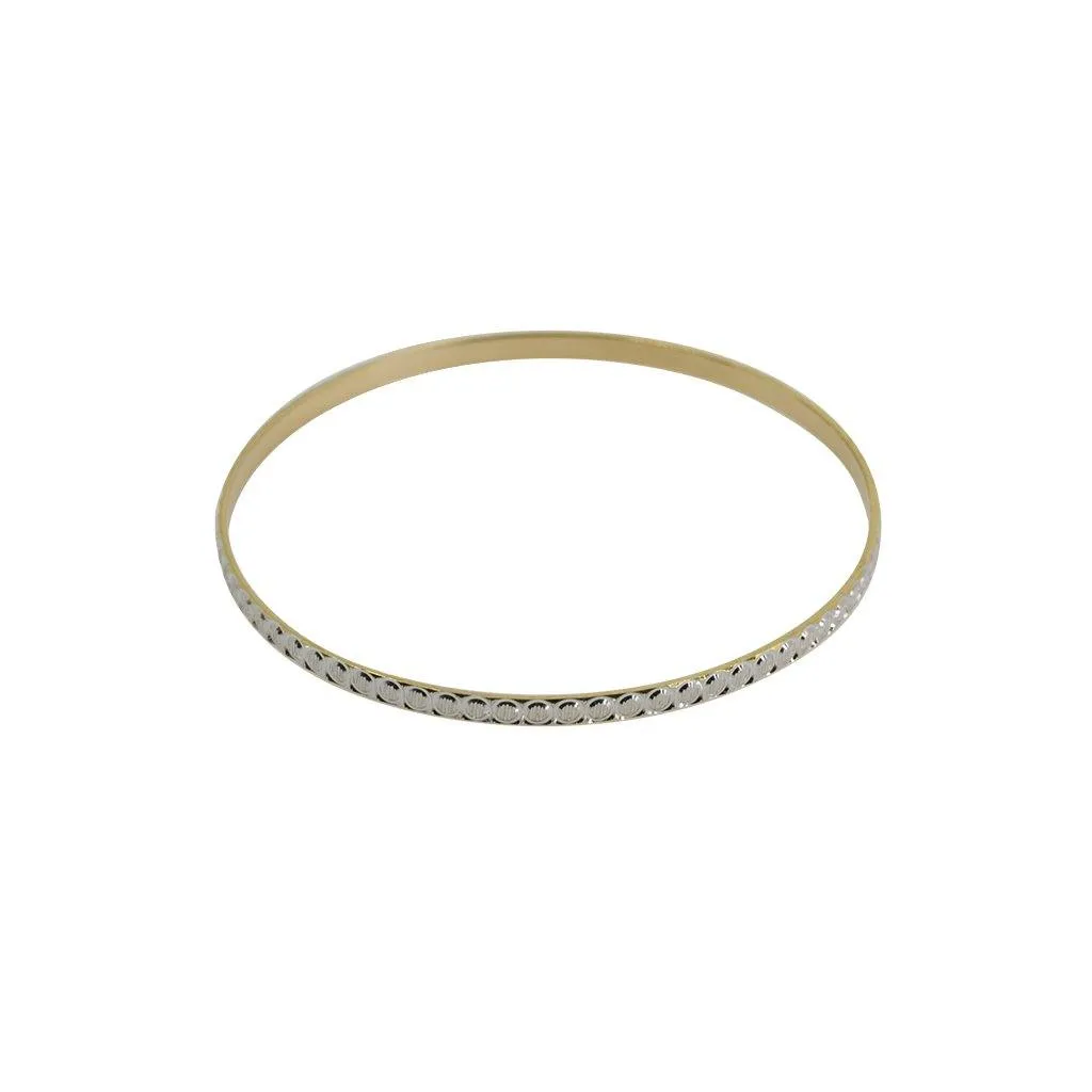 22K Multi Tone Gold Bangles, Set of 6 W/ Circle Textured Design, Size 2.5