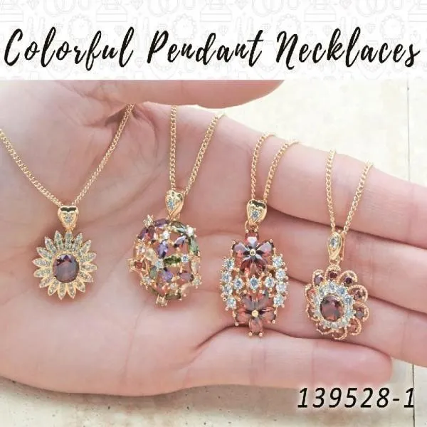 25 Colorful Pendant Necklaces in Gold Layered ($4.00) ea