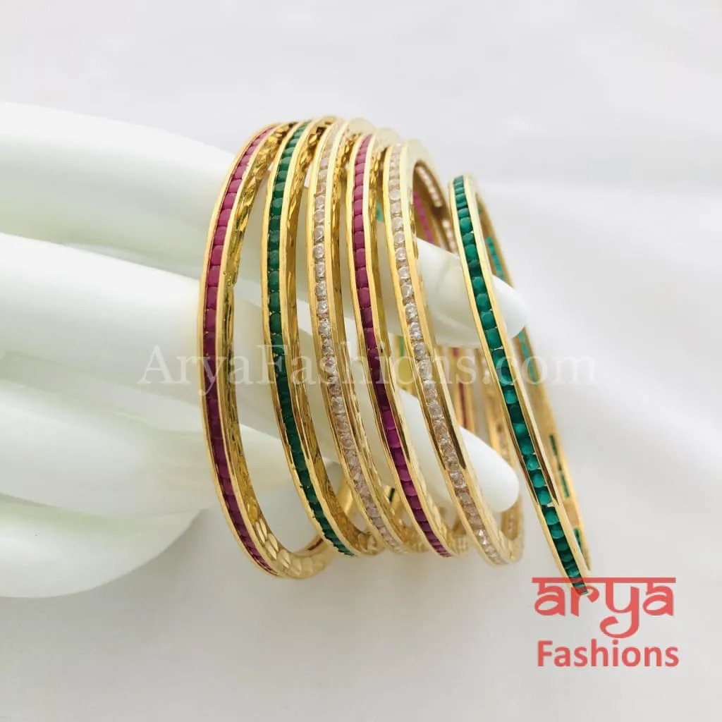 2.6 Elegant Multicolor CZ Stones Bangles