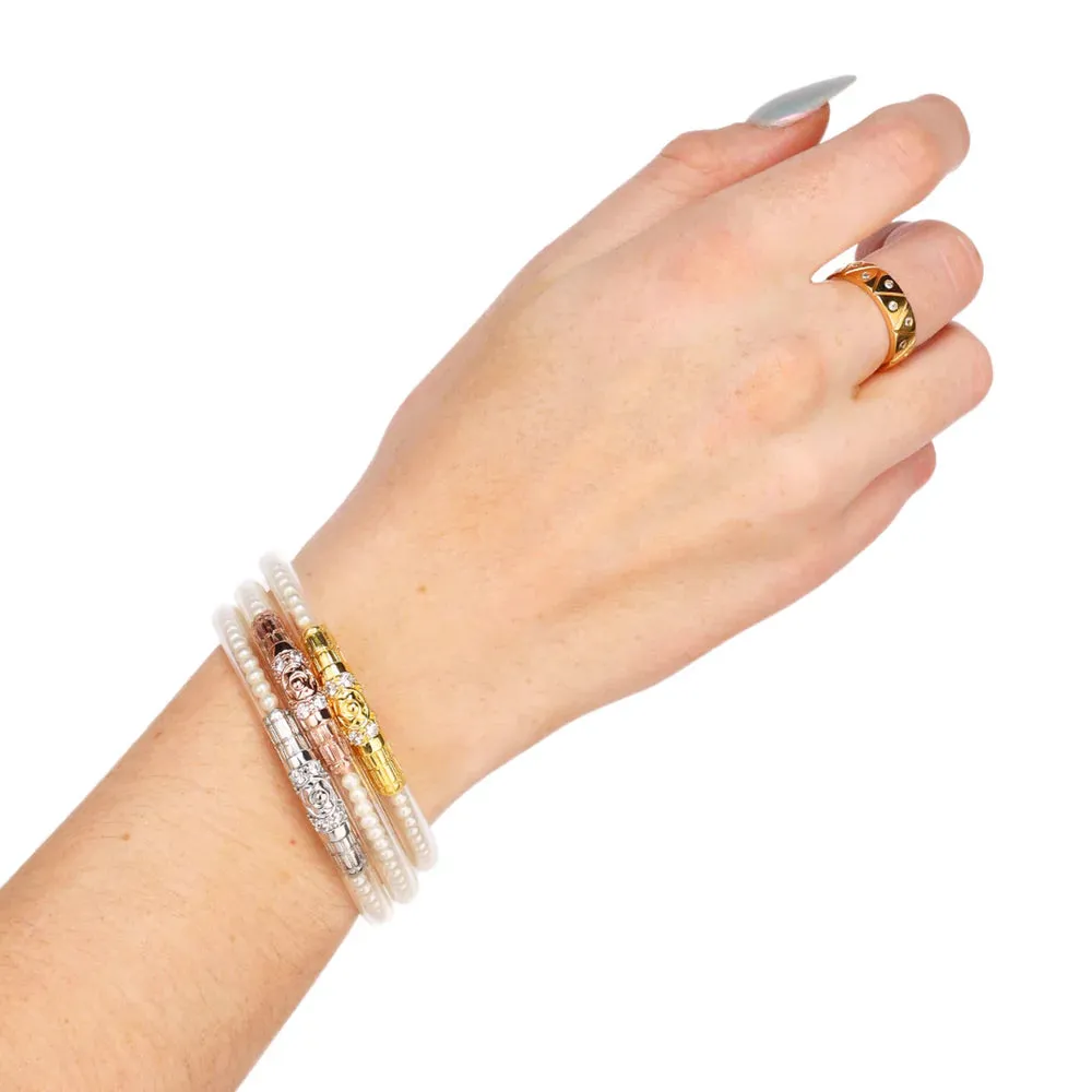 3 Queens All Weather Bangles - White Pearl