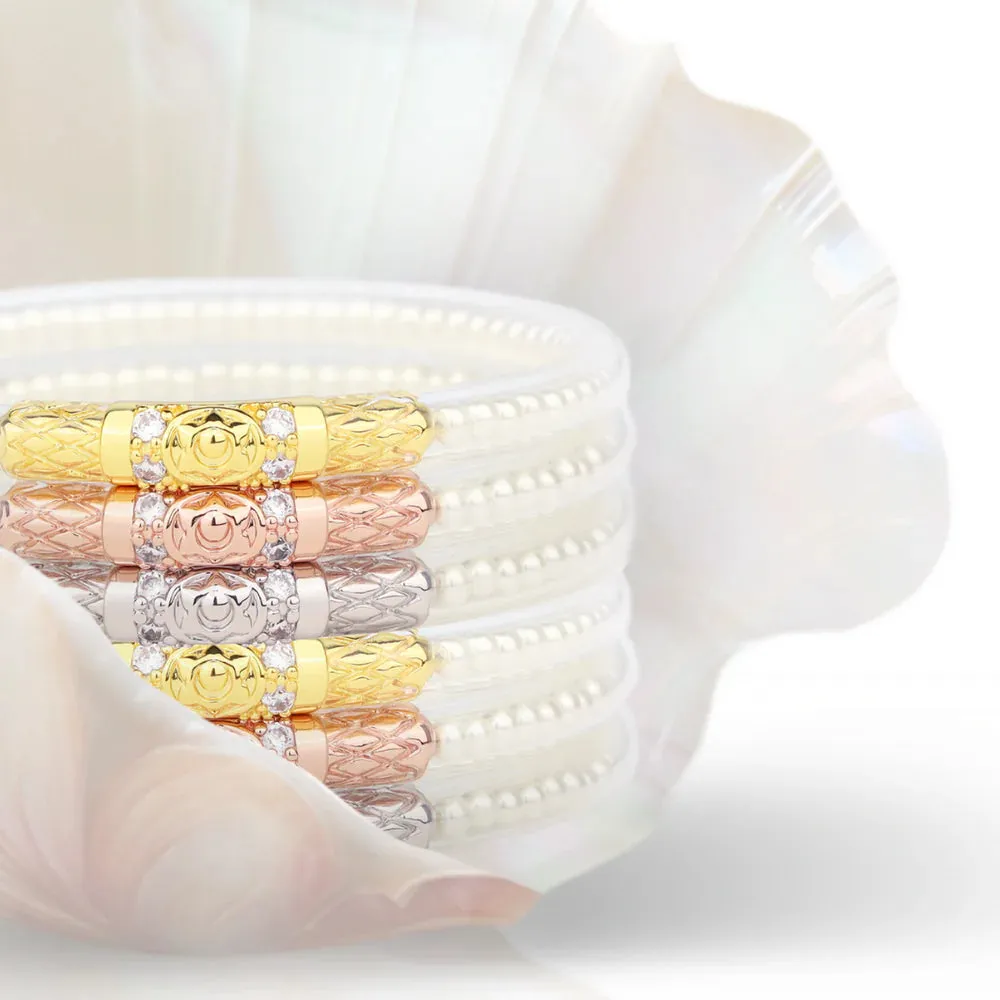 3 Queens All Weather Bangles - White Pearl