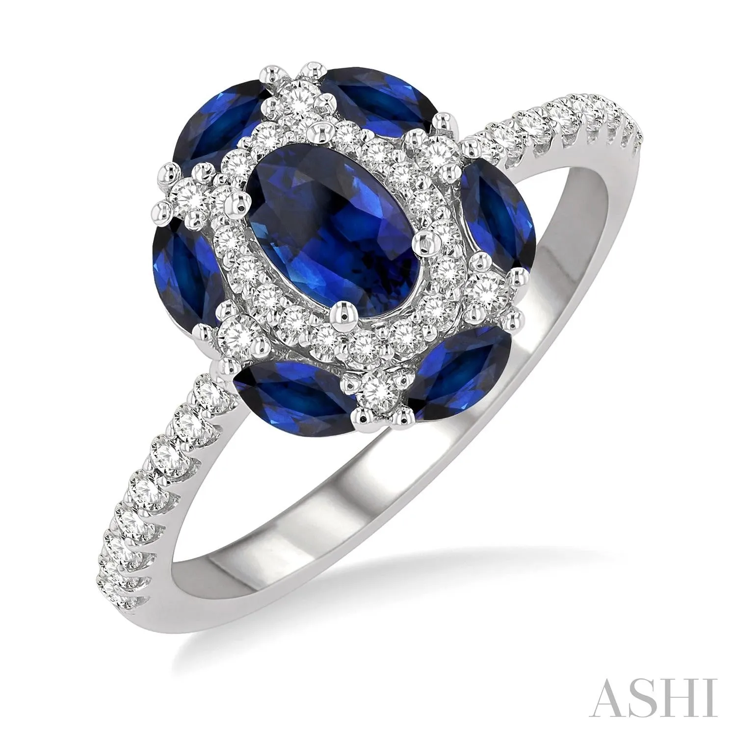 .33 CTW 14KW Oval Sapphire and Diamond Ring