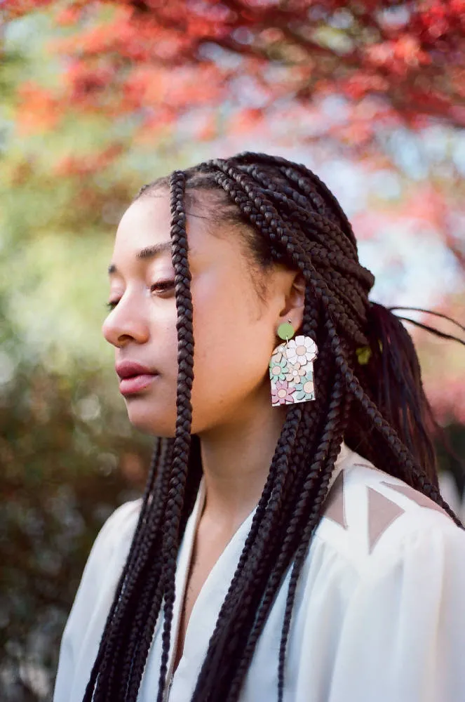 70s Pink Floral Arch Earrings