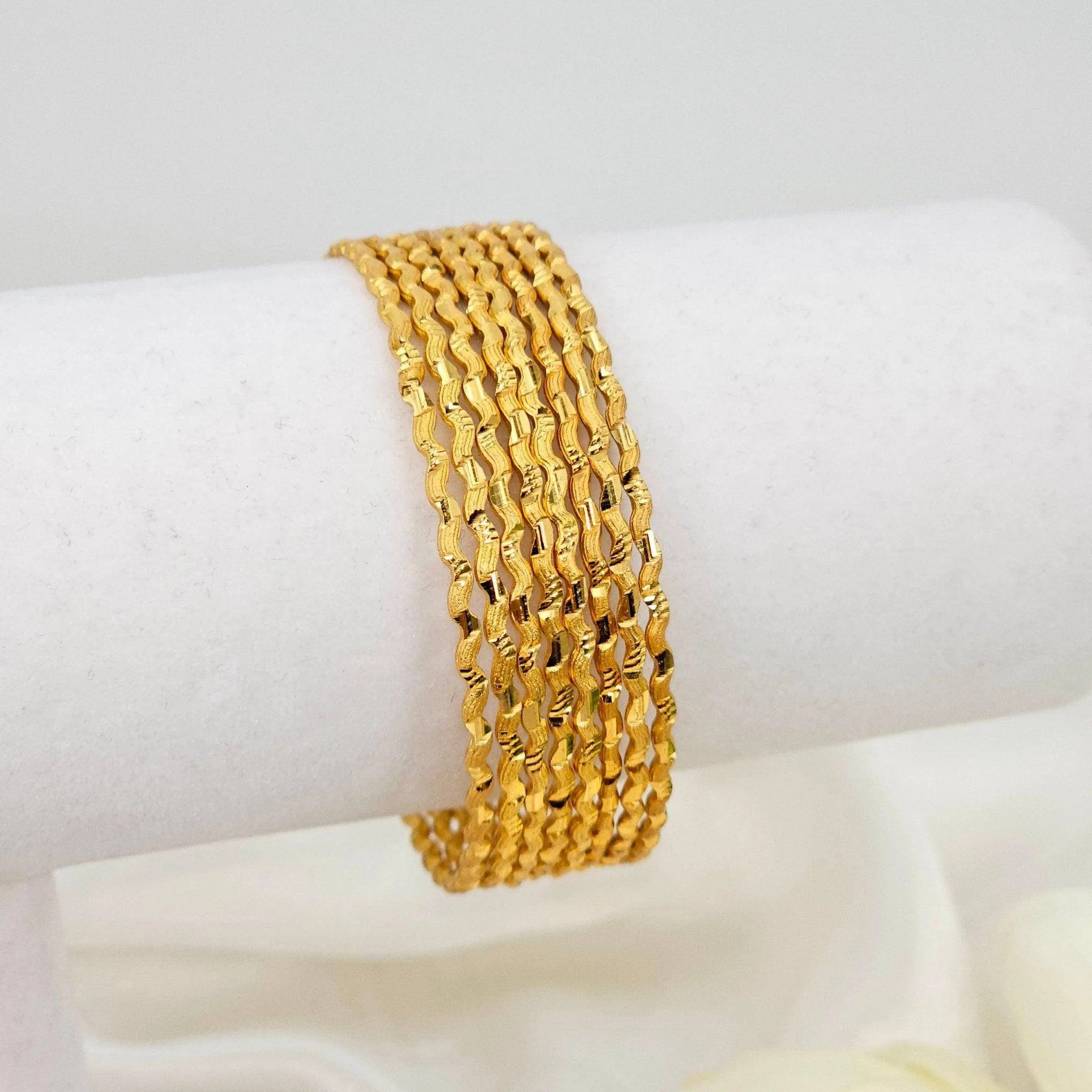 8 Pcs Slim Gold Plated Indian Bangles