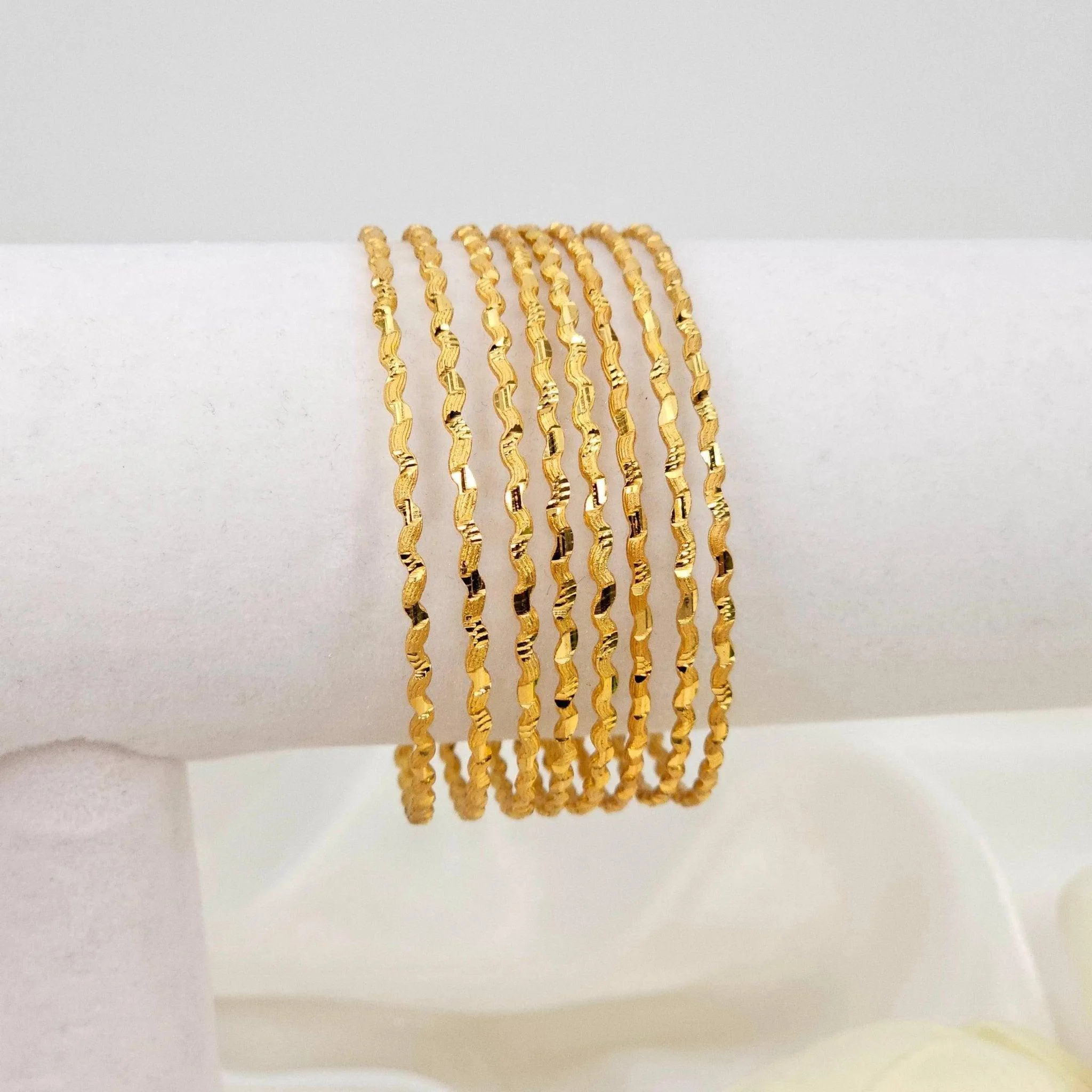 8 Pcs Slim Gold Plated Indian Bangles