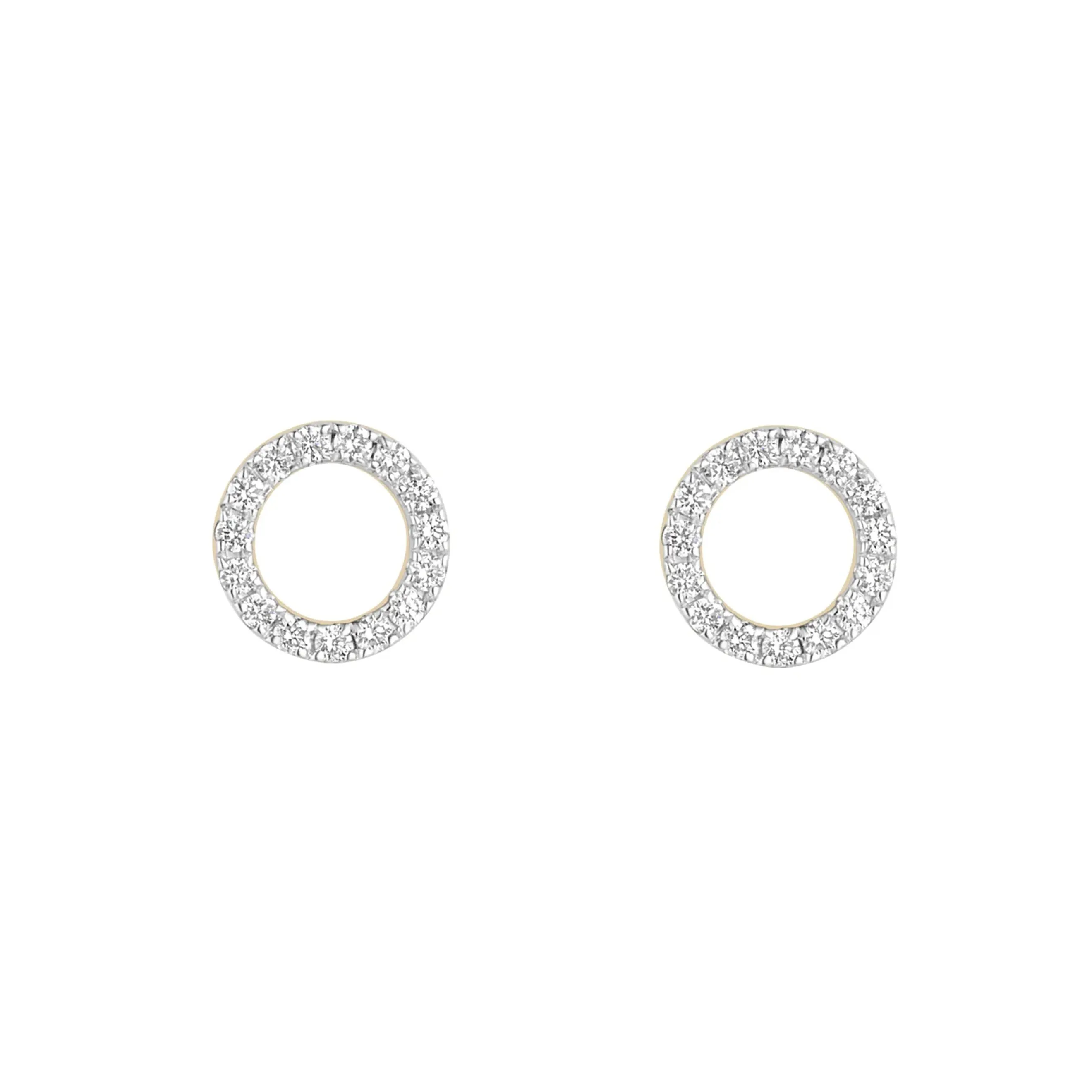 9ct Gold Diamond Open Circle Studs