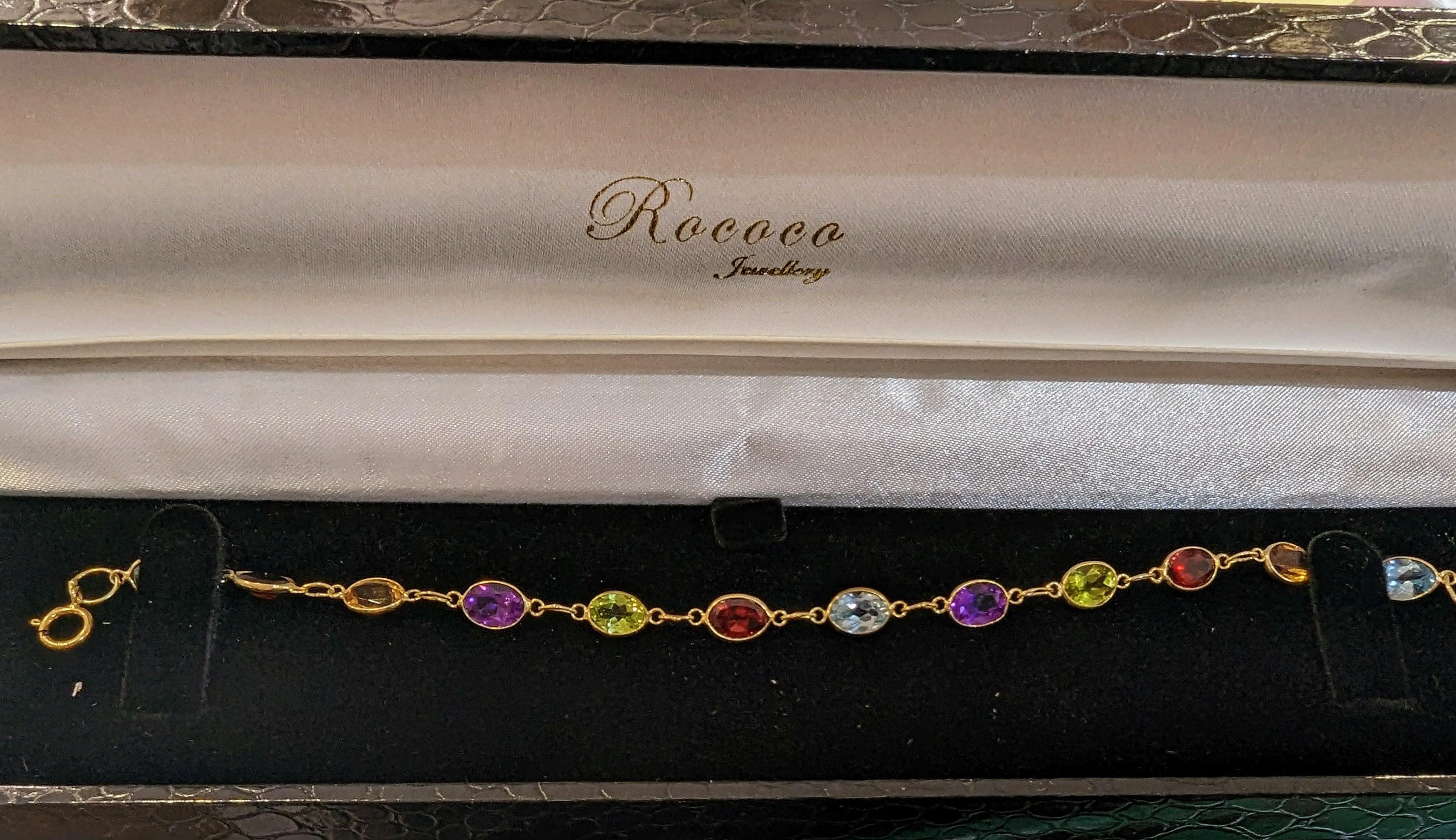 9ct Yellow Gold Bezel Multi Gemstone Bracelet