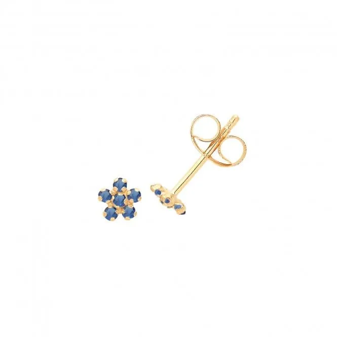 9ct Yellow Gold Blue Zirconia Flower Studs ES718S