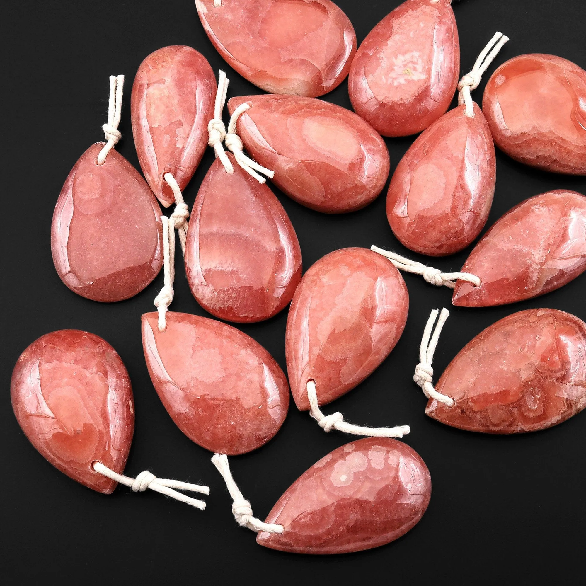 AAA Gemmy Natural Red Rhodochrosite Teardrop Gemstone Pendant from Argentina