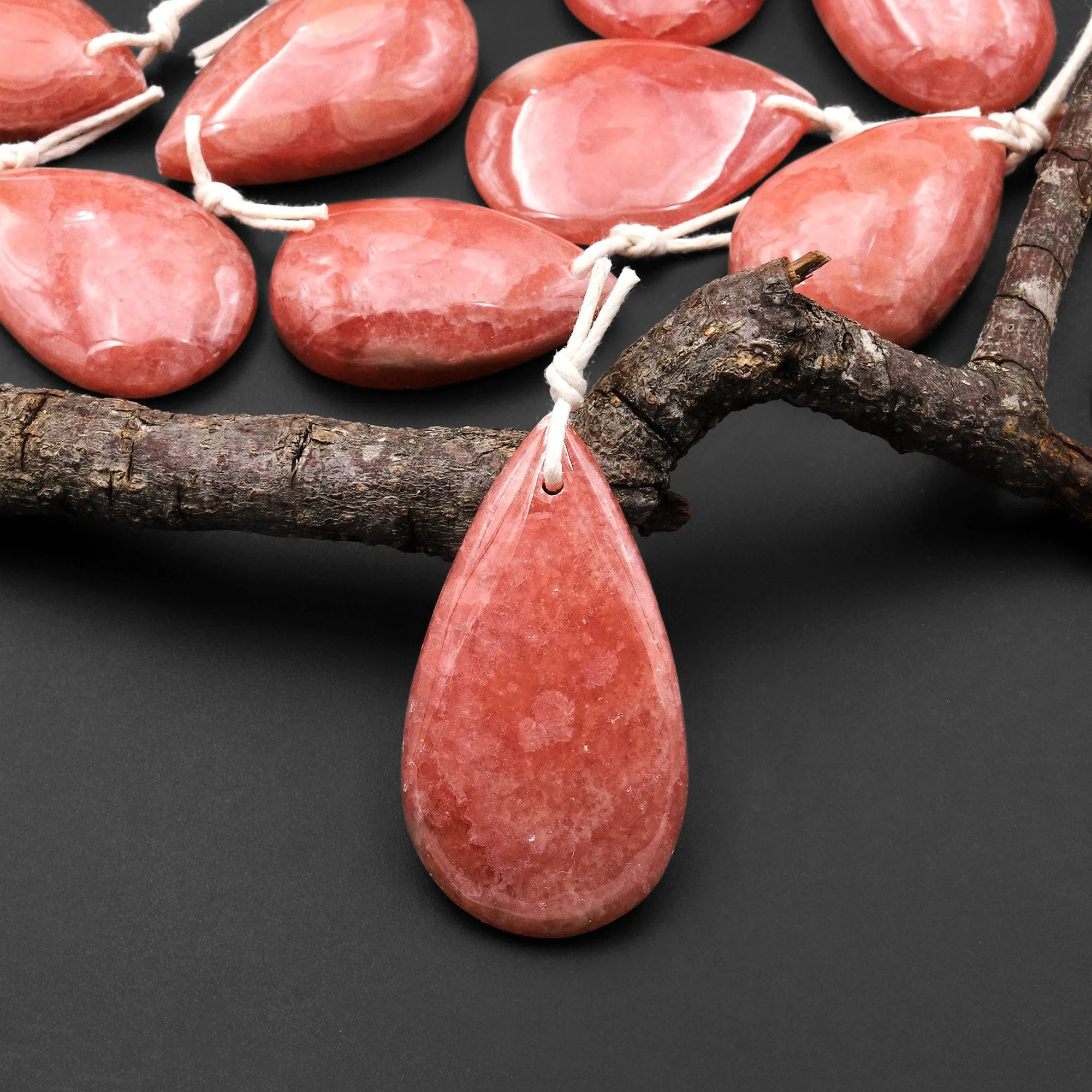 AAA Gemmy Natural Red Rhodochrosite Teardrop Gemstone Pendant from Argentina