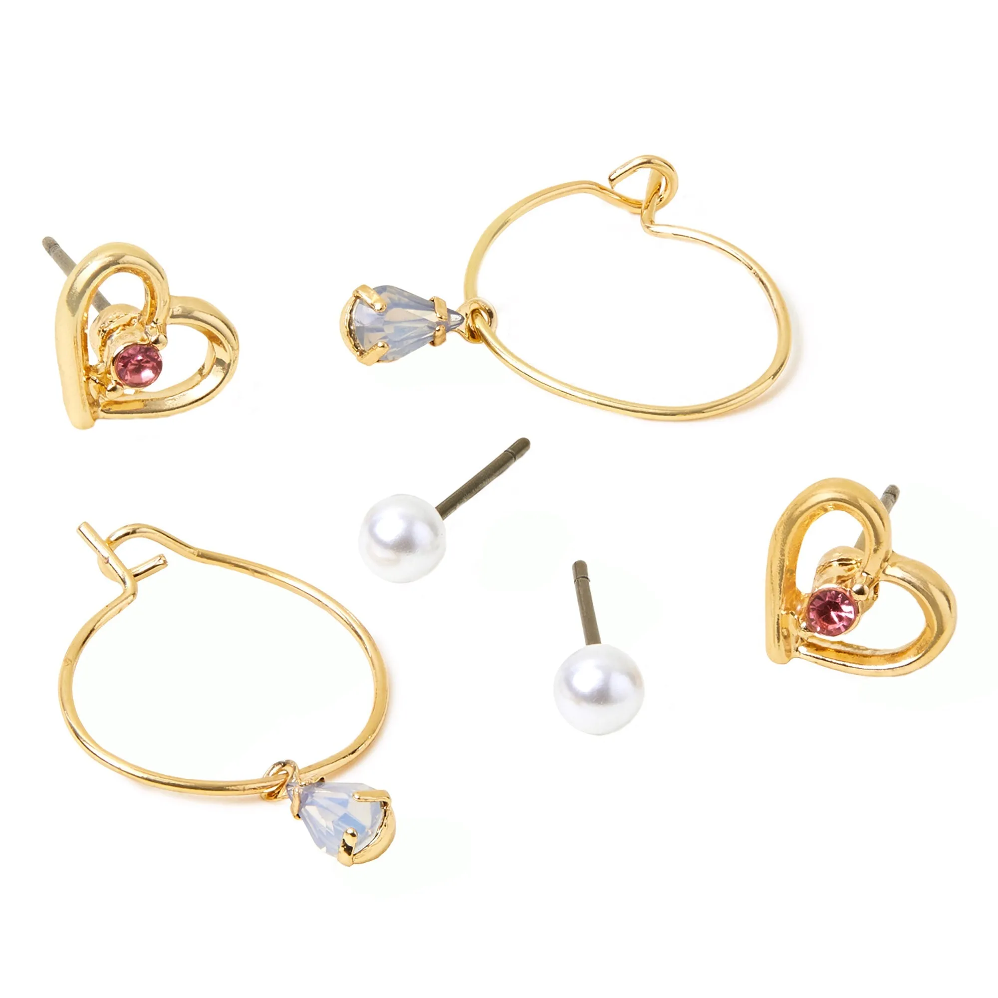 Accessorize London Women's Gold  Heart Stud And Hoops Pack of Three